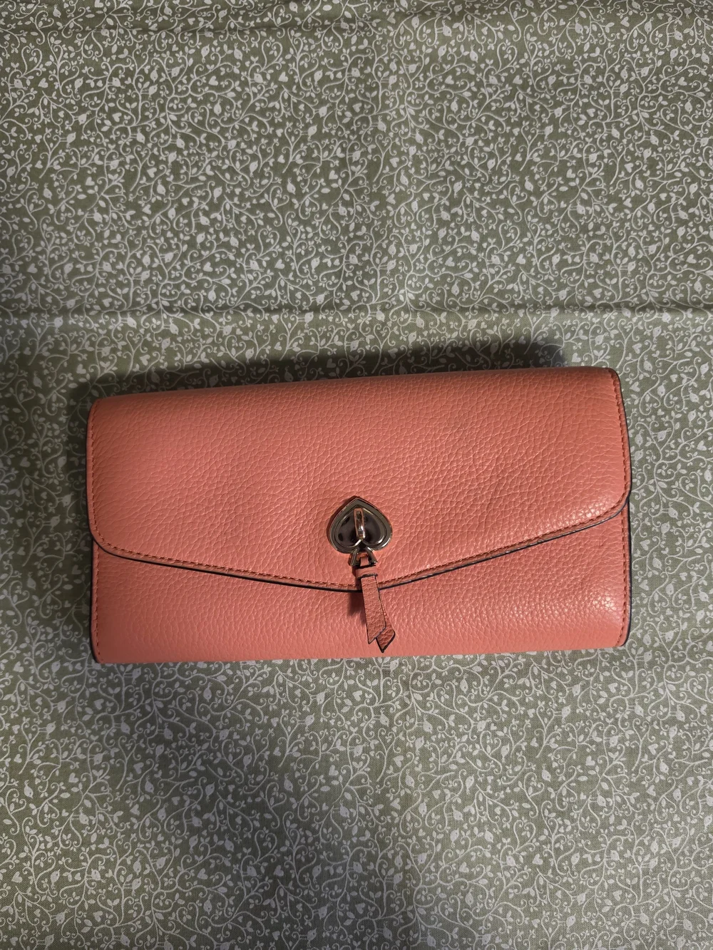 kate spade Coral Pink Pebbled Leather Envelope Clutch